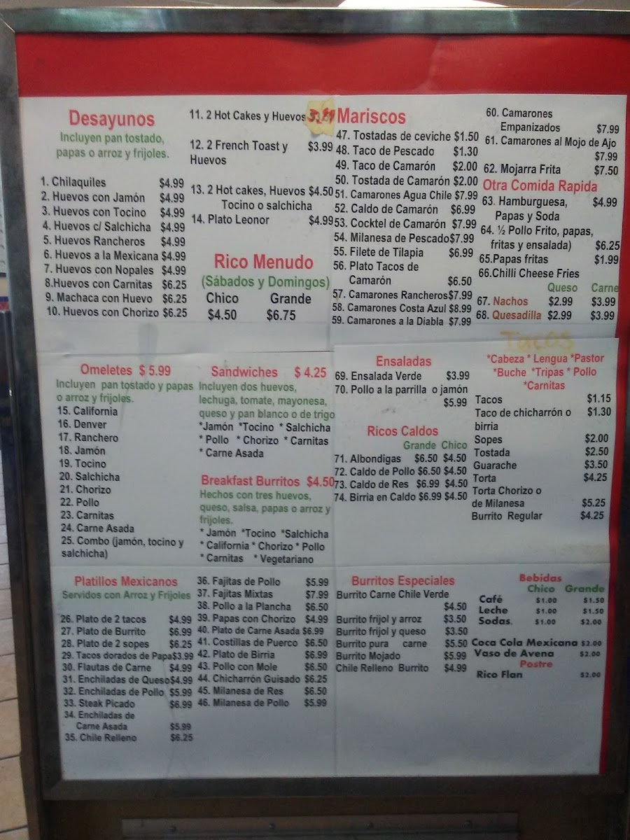 A Que Tacos Leonor Menu - Image 5